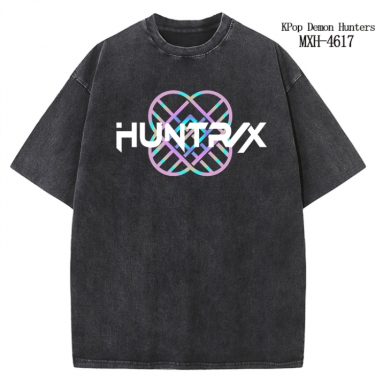K-Pop Demon Hunters Anime peripheral pure cotton washed and worn T-shirt from S to 4XL