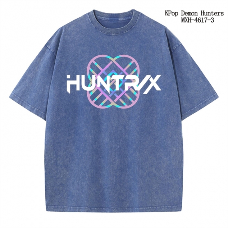K-Pop Demon Hunters Anime peripheral pure cotton washed and worn T-shirt from S to 4XL