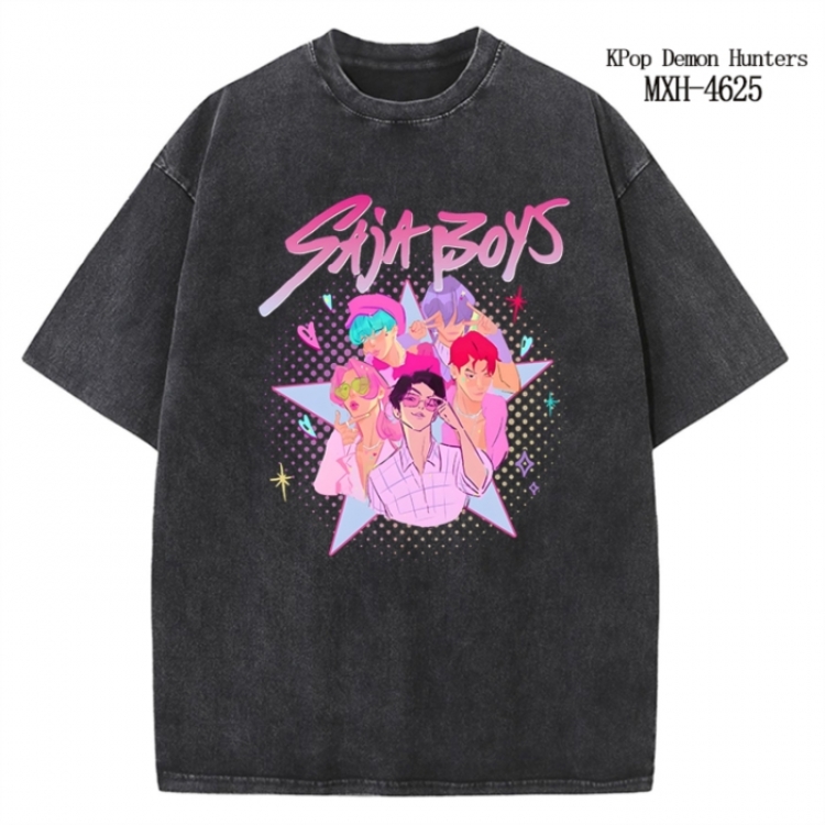 K-Pop Demon Hunters Anime peripheral pure cotton washed and worn T-shirt from S to 4XL