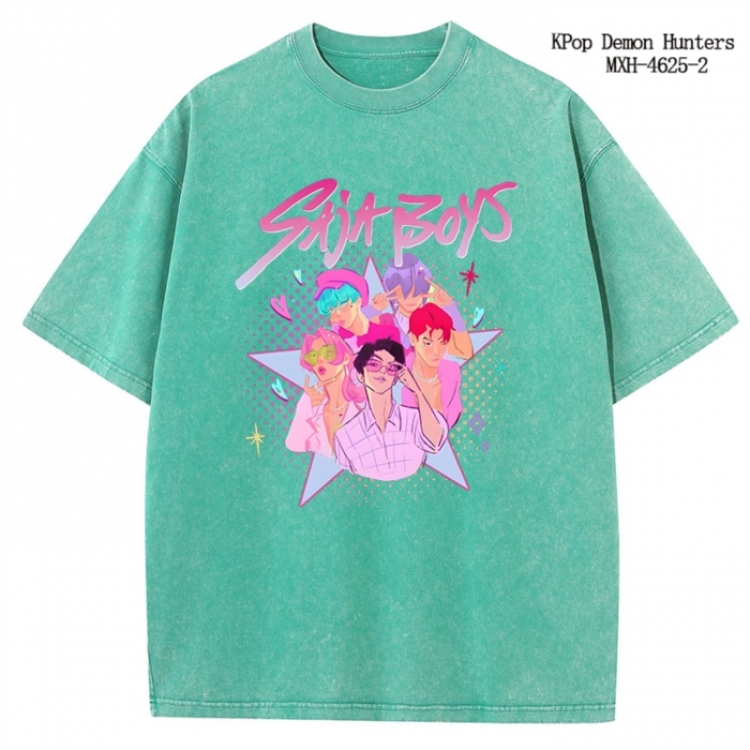 K-Pop Demon Hunters Anime peripheral pure cotton washed and worn T-shirt from S to 4XL