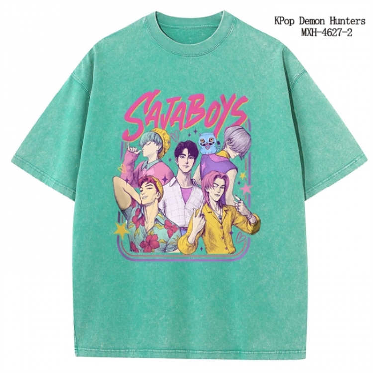 K-Pop Demon Hunters Anime peripheral pure cotton washed and worn T-shirt from S to 4XL