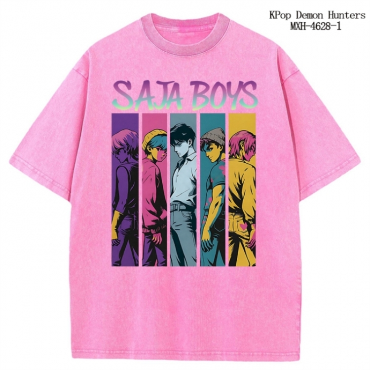 K-Pop Demon Hunters Anime peripheral pure cotton washed and worn T-shirt from S to 4XL