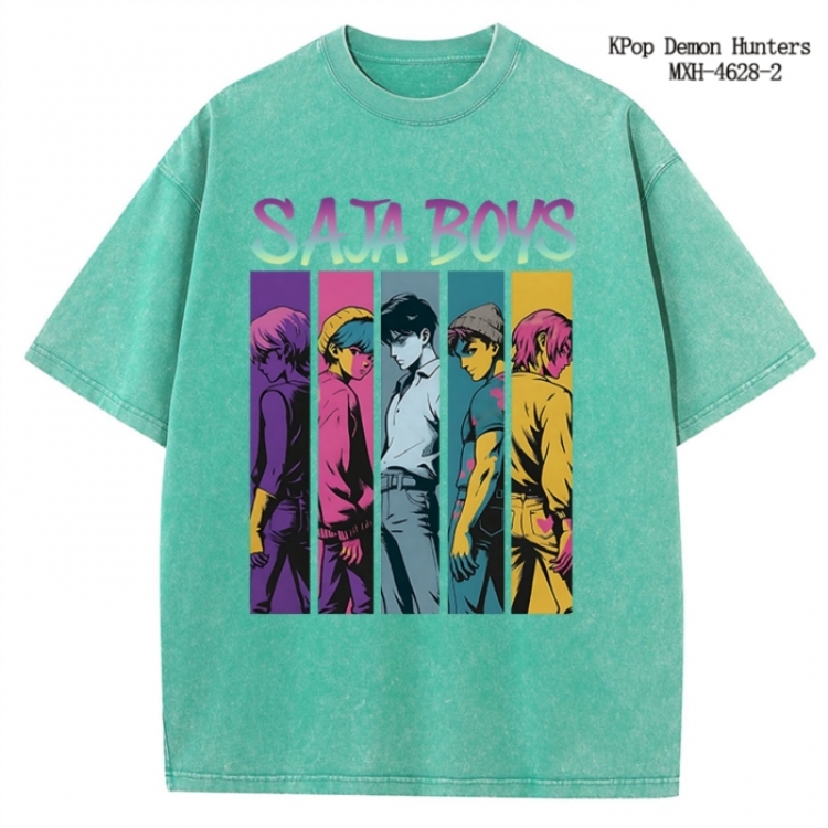 K-Pop Demon Hunters Anime peripheral pure cotton washed and worn T-shirt from S to 4XL