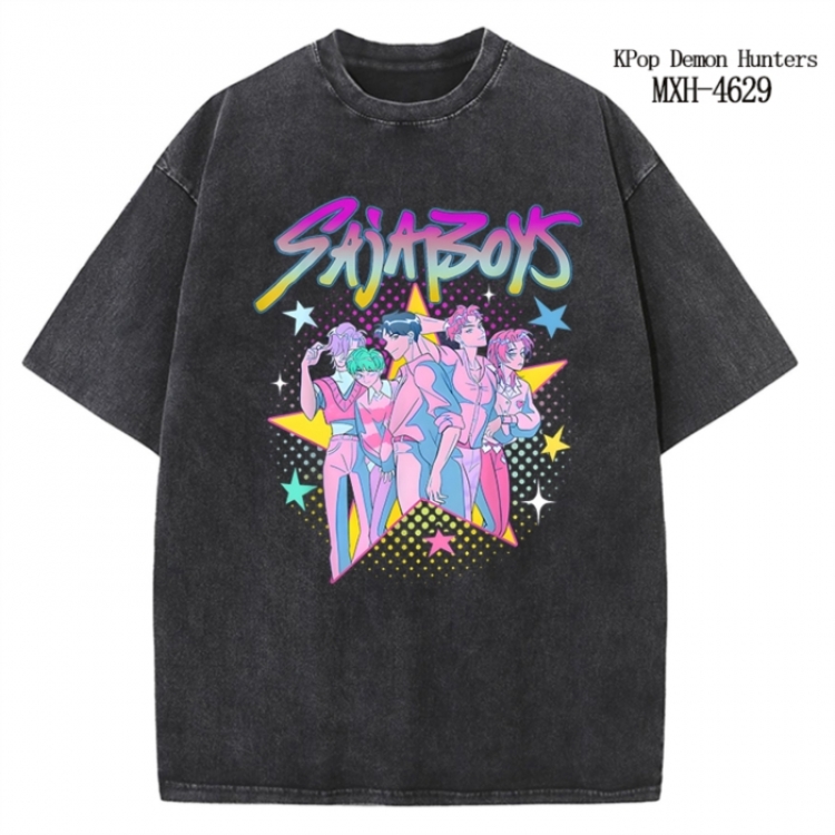 K-Pop Demon Hunters Anime peripheral pure cotton washed and worn T-shirt from S to 4XL