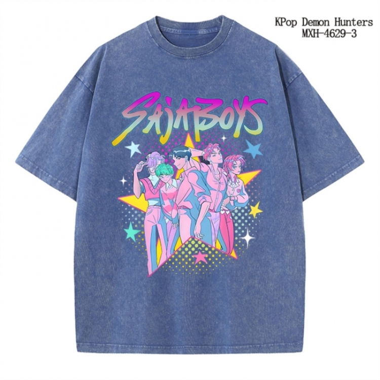 K-Pop Demon Hunters Anime peripheral pure cotton washed and worn T-shirt from S to 4XL