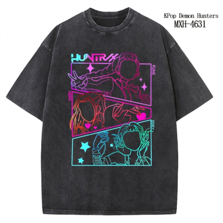 K-Pop Demon Hunters Anime peripheral pure cotton washed and worn T-shirt from S to 4XL