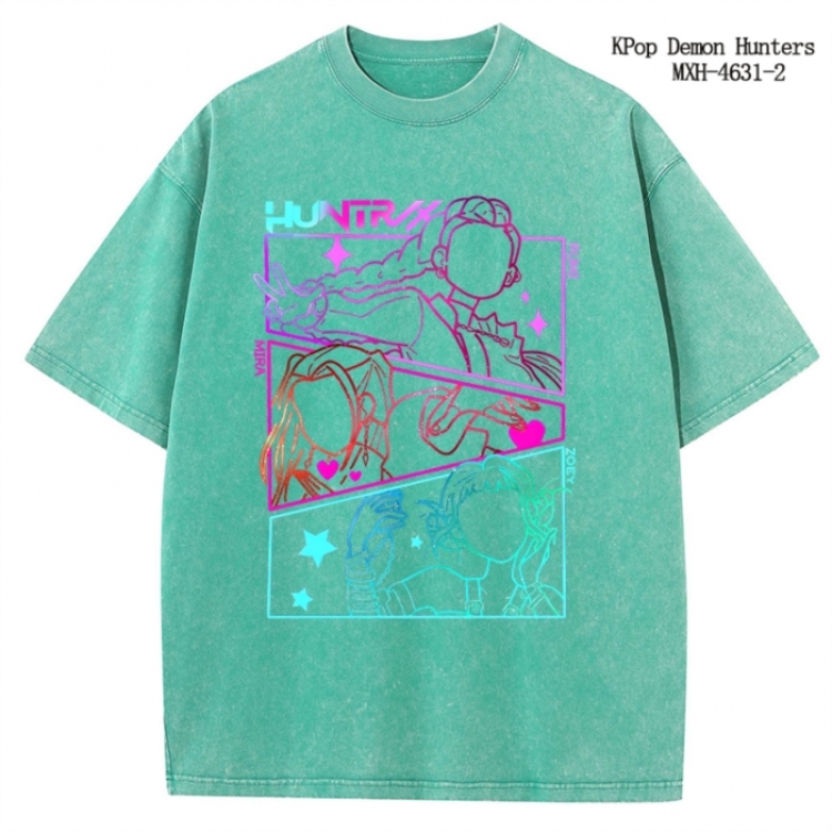 K-Pop Demon Hunters Anime peripheral pure cotton washed and worn T-shirt from S to 4XL