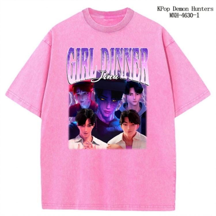 K-Pop Demon Hunters Anime peripheral pure cotton washed and worn T-shirt from S to 4XL