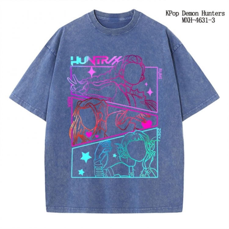 K-Pop Demon Hunters Anime peripheral pure cotton washed and worn T-shirt from S to 4XL