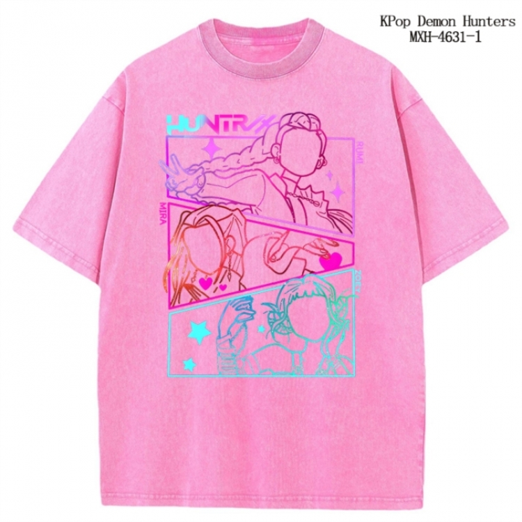 K-Pop Demon Hunters Anime peripheral pure cotton washed and worn T-shirt from S to 4XL