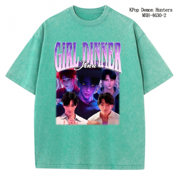 K-Pop Demon Hunters Anime peripheral pure cotton washed and worn T-shirt from S to 4XL