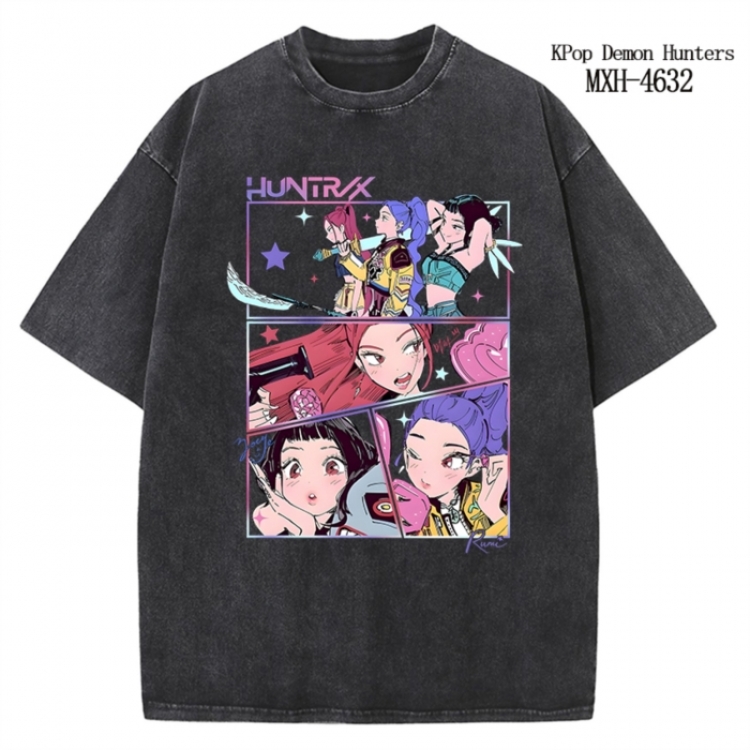 K-Pop Demon Hunters Anime peripheral pure cotton washed and worn T-shirt from S to 4XL