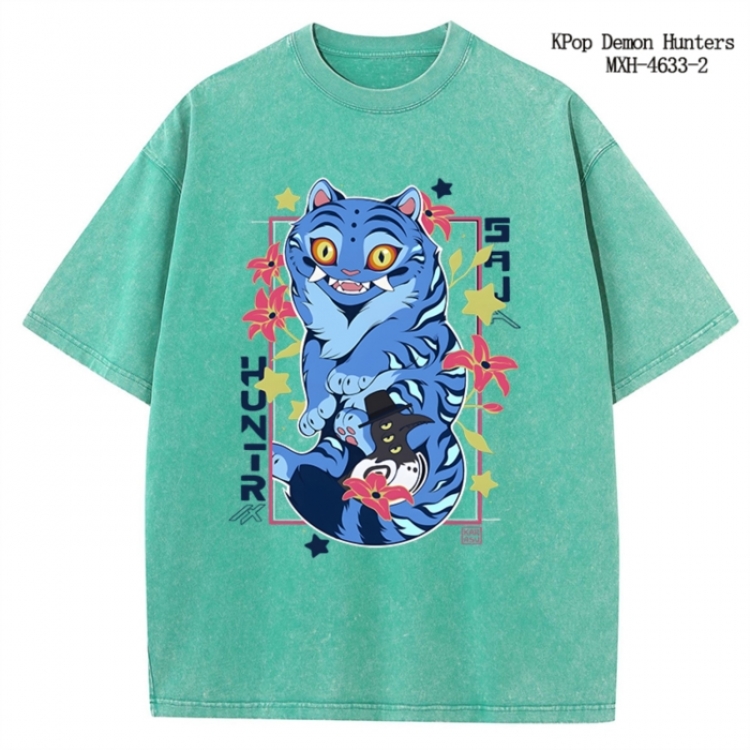 K-Pop Demon Hunters Anime peripheral pure cotton washed and worn T-shirt from S to 4XL