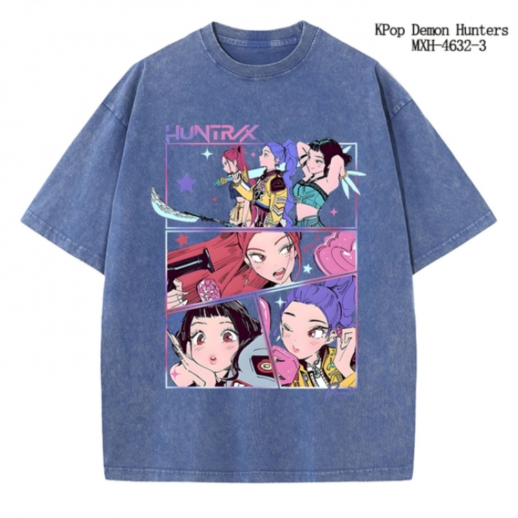 K-Pop Demon Hunters Anime peripheral pure cotton washed and worn T-shirt from S to 4XL