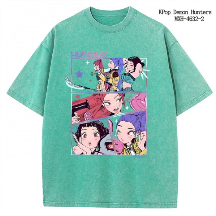 K-Pop Demon Hunters Anime peripheral pure cotton washed and worn T-shirt from S to 4XL