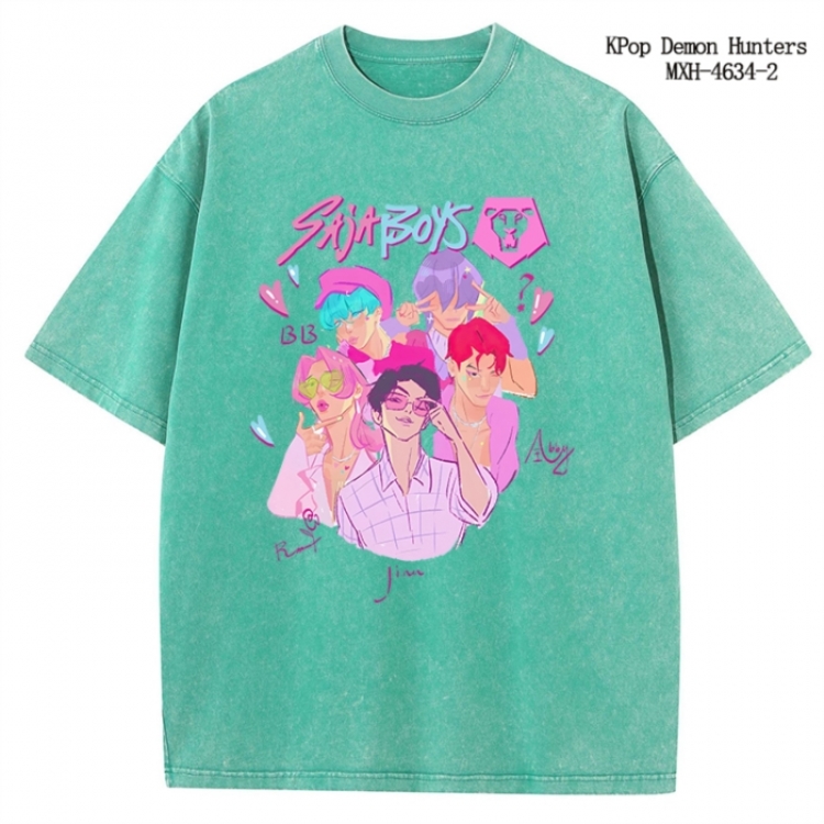 K-Pop Demon Hunters Anime peripheral pure cotton washed and worn T-shirt from S to 4XL