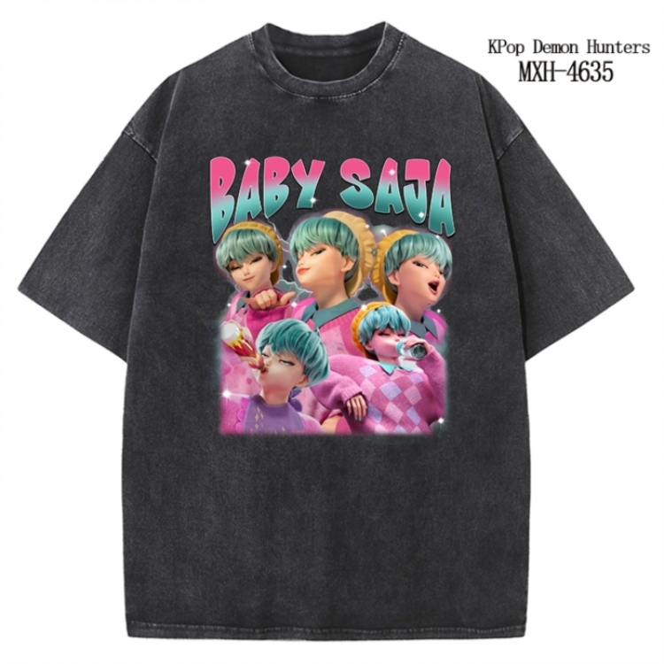 K-Pop Demon Hunters Anime peripheral pure cotton washed and worn T-shirt from S to 4XL