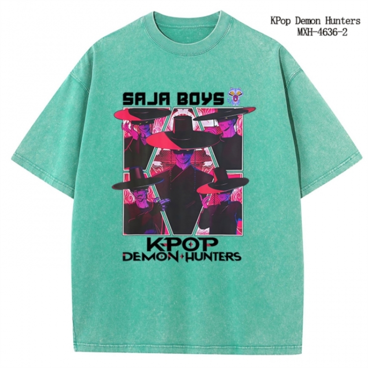 K-Pop Demon Hunters Anime peripheral pure cotton washed and worn T-shirt from S to 4XL