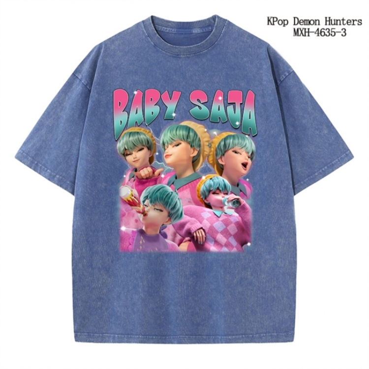 K-Pop Demon Hunters Anime peripheral pure cotton washed and worn T-shirt from S to 4XL