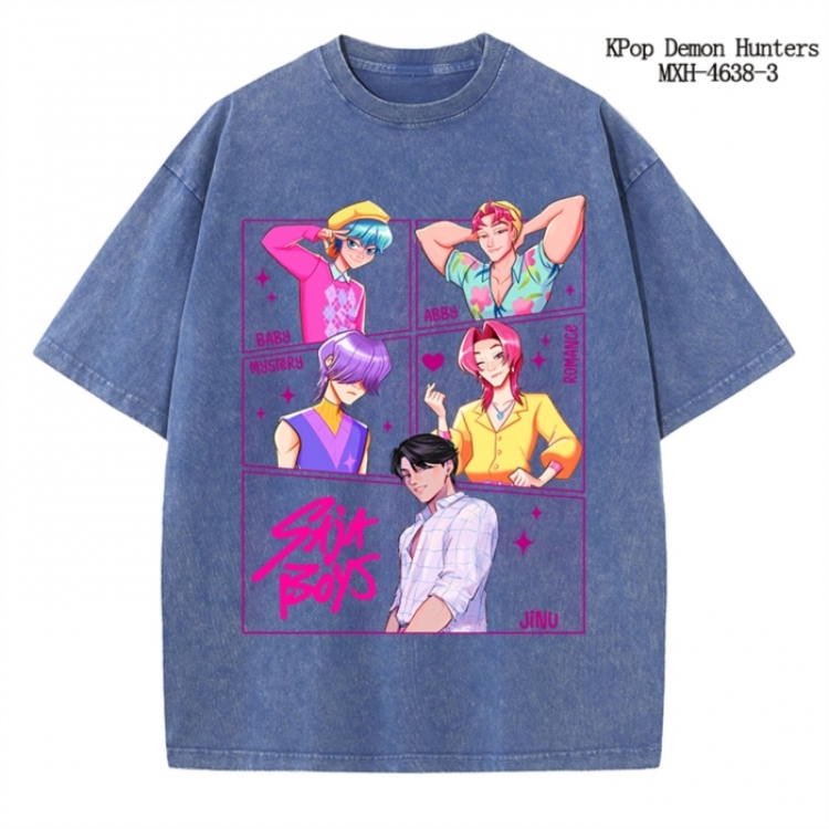 K-Pop Demon Hunters Anime peripheral pure cotton washed and worn T-shirt from S to 4XL