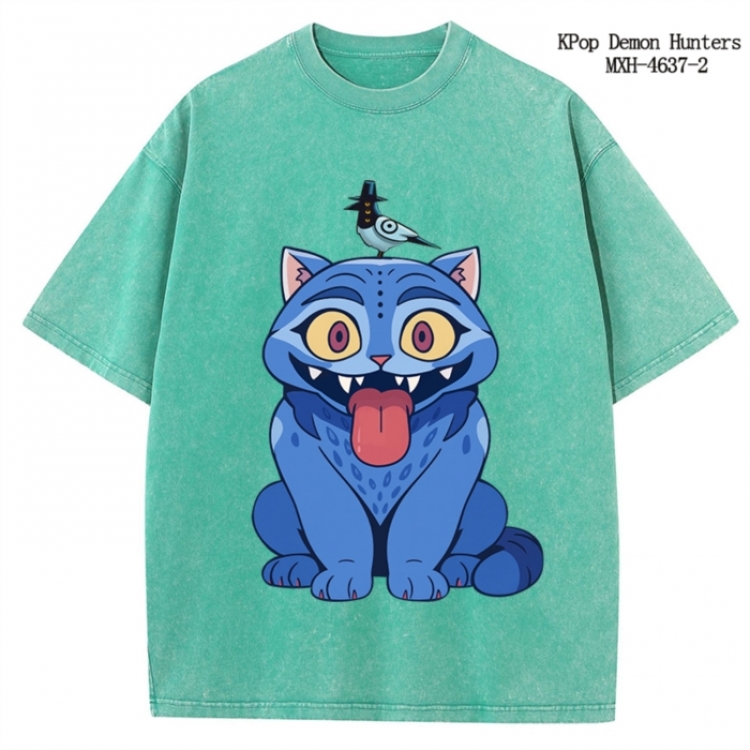 K-Pop Demon Hunters Anime peripheral pure cotton washed and worn T-shirt from S to 4XL