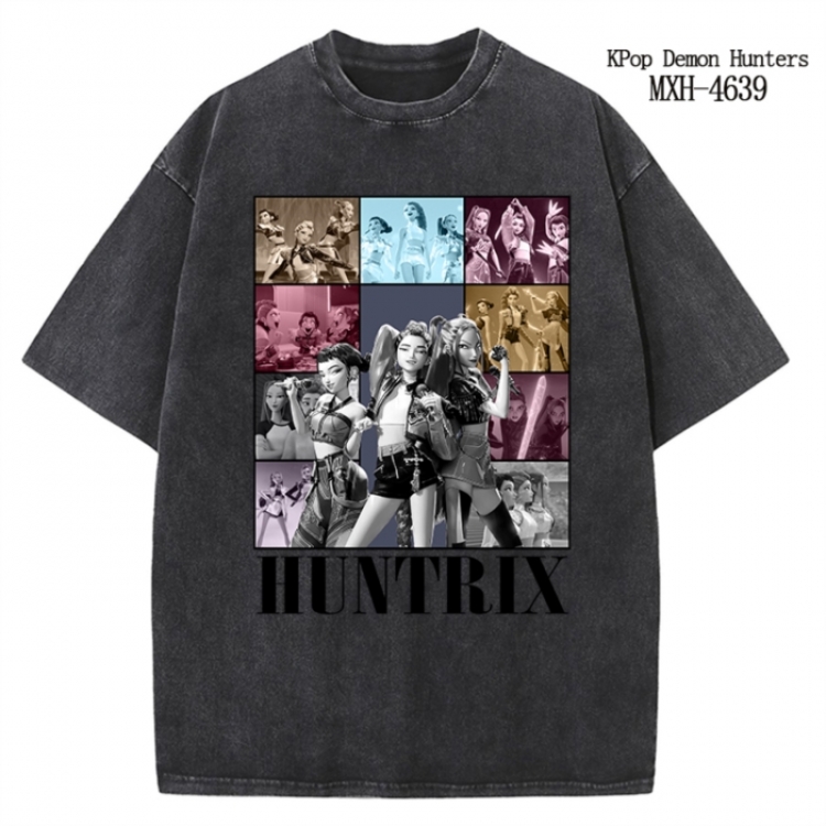 K-Pop Demon Hunters Anime peripheral pure cotton washed and worn T-shirt from S to 4XL