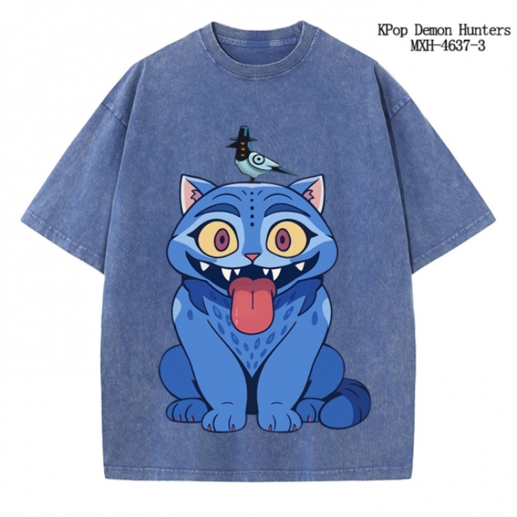 K-Pop Demon Hunters Anime peripheral pure cotton washed and worn T-shirt from S to 4XL