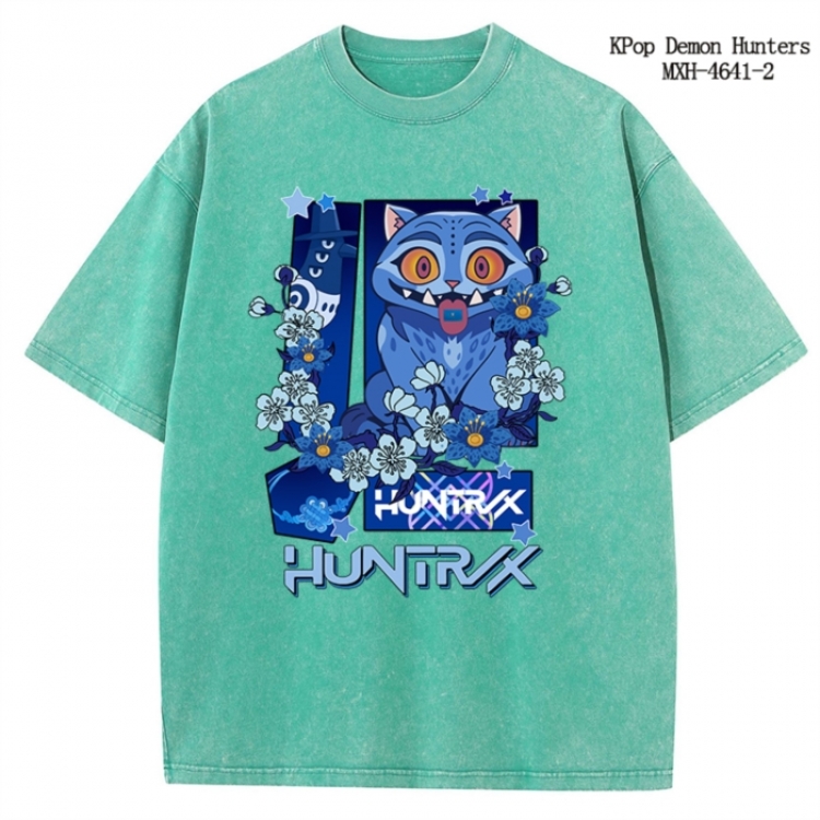 K-Pop Demon Hunters Anime peripheral pure cotton washed and worn T-shirt from S to 4XL