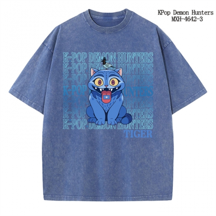 K-Pop Demon Hunters Anime peripheral pure cotton washed and worn T-shirt from S to 4XL