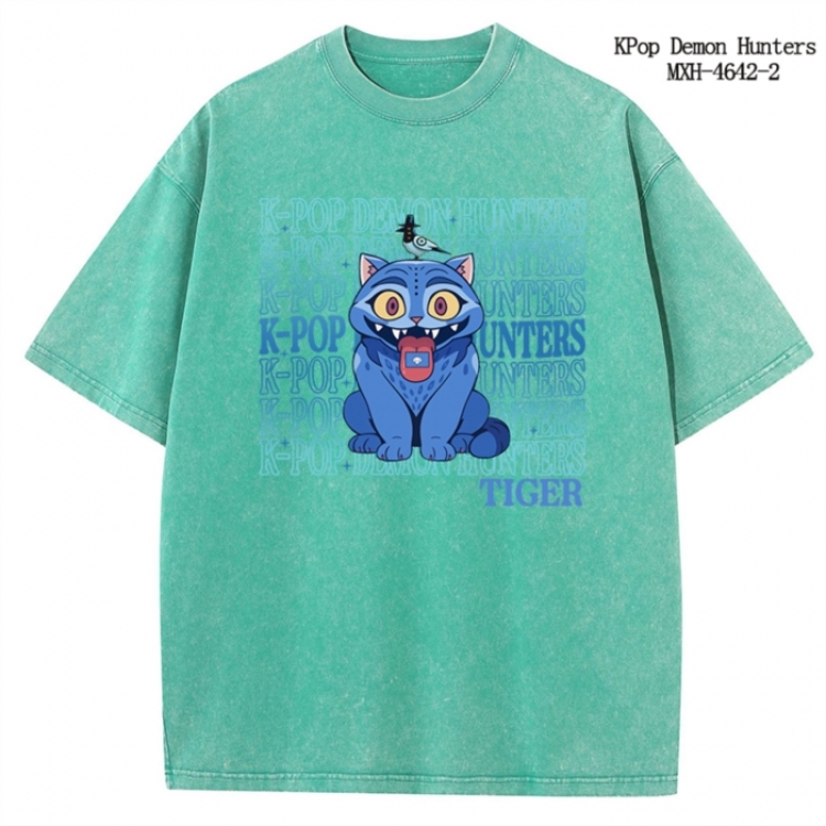 K-Pop Demon Hunters Anime peripheral pure cotton washed and worn T-shirt from S to 4XL