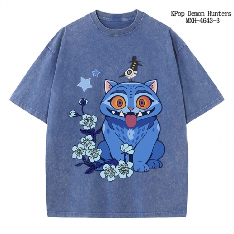 K-Pop Demon Hunters Anime peripheral pure cotton washed and worn T-shirt from S to 4XL