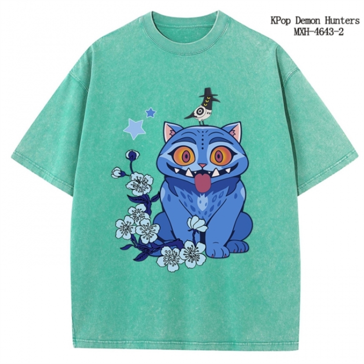 K-Pop Demon Hunters Anime peripheral pure cotton washed and worn T-shirt from S to 4XL