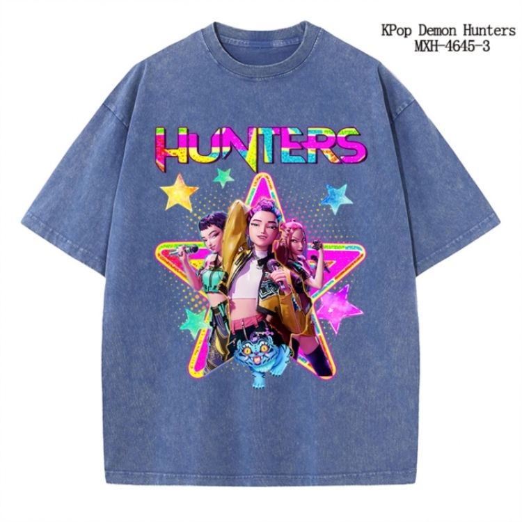 K-Pop Demon Hunters Anime peripheral pure cotton washed and worn T-shirt from S to 4XL