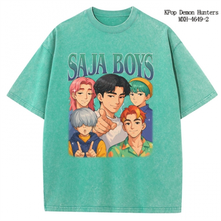 K-Pop Demon Hunters Anime peripheral pure cotton washed and worn T-shirt from S to 4XL