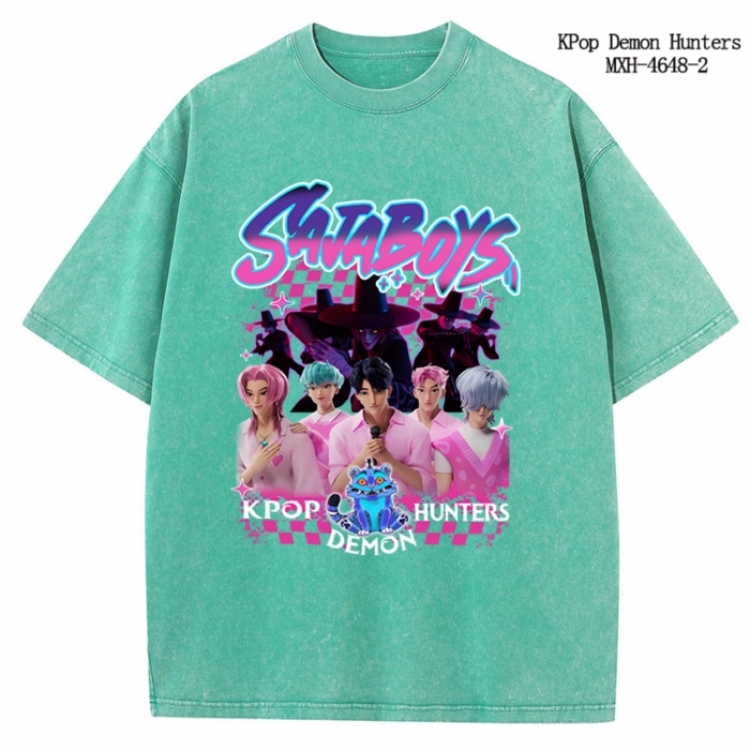 K-Pop Demon Hunters Anime peripheral pure cotton washed and worn T-shirt from S to 4XL