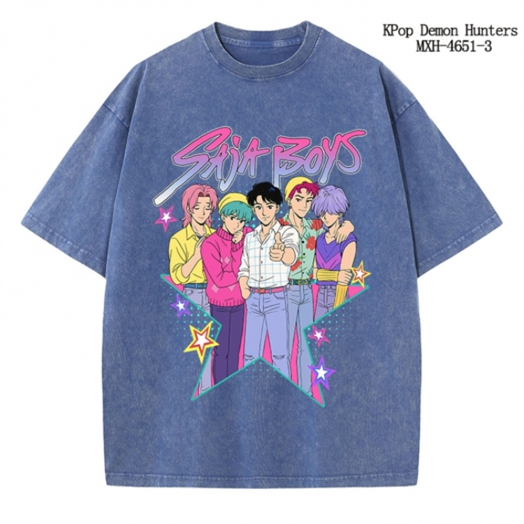 K-Pop Demon Hunters Anime peripheral pure cotton washed and worn T-shirt from S to 4XL