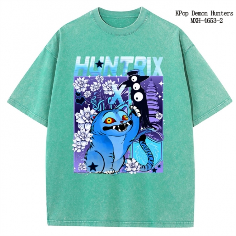 K-Pop Demon Hunters Anime peripheral pure cotton washed and worn T-shirt from S to 4XL