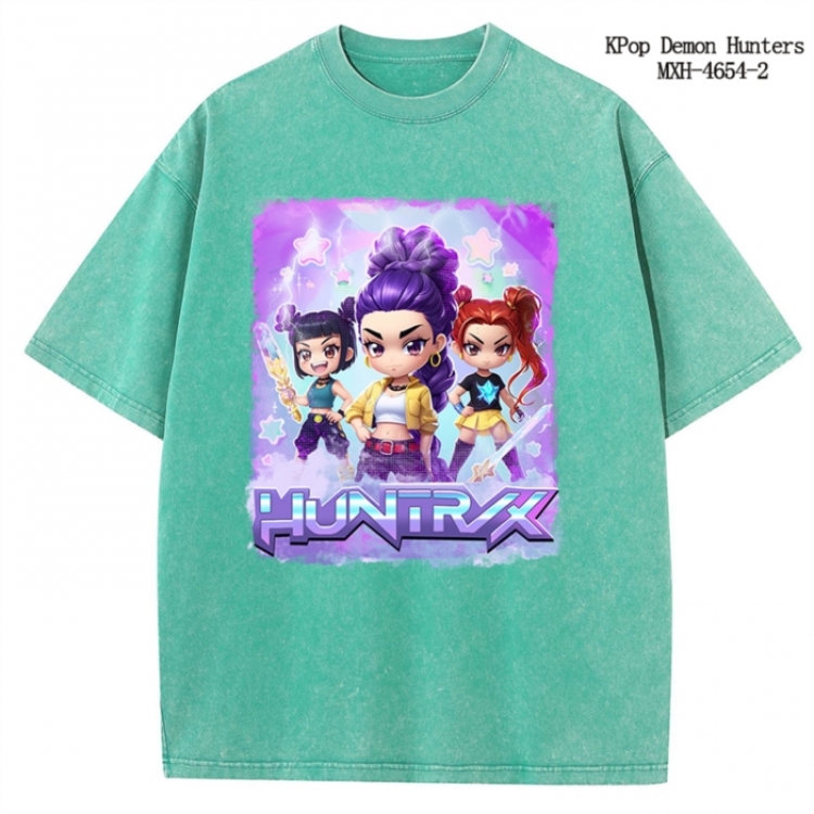 K-Pop Demon Hunters Anime peripheral pure cotton washed and worn T-shirt from S to 4XL