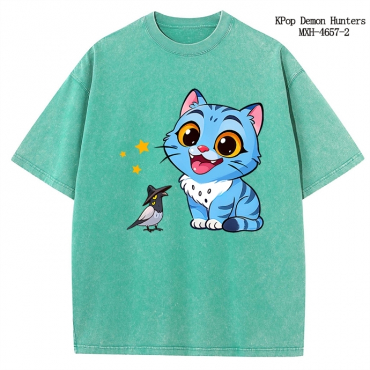 K-Pop Demon Hunters Anime peripheral pure cotton washed and worn T-shirt from S to 4XL