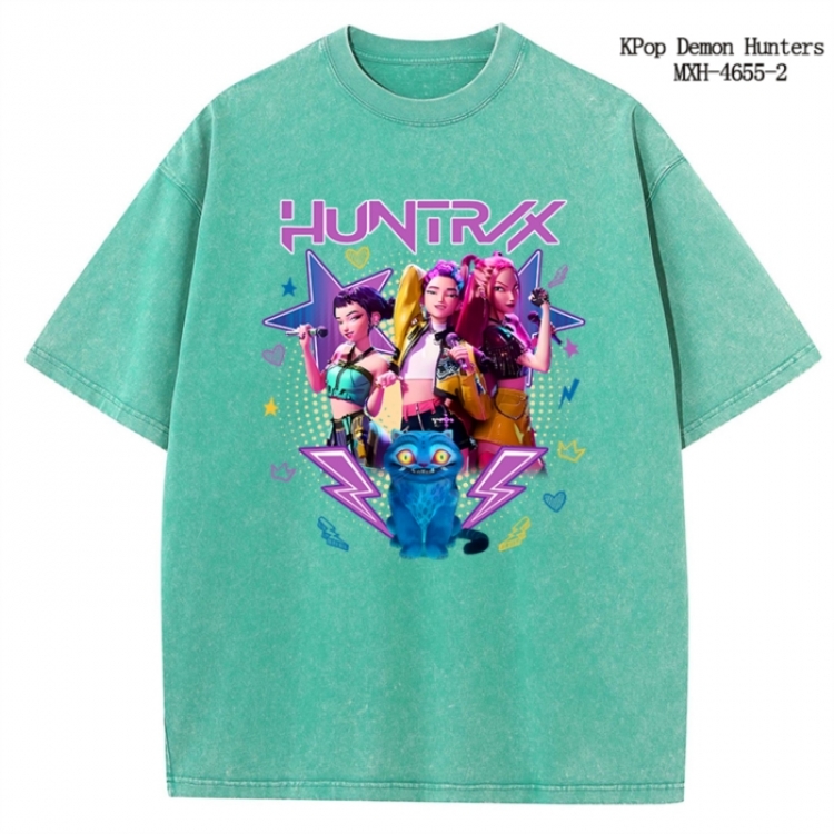 K-Pop Demon Hunters Anime peripheral pure cotton washed and worn T-shirt from S to 4XL