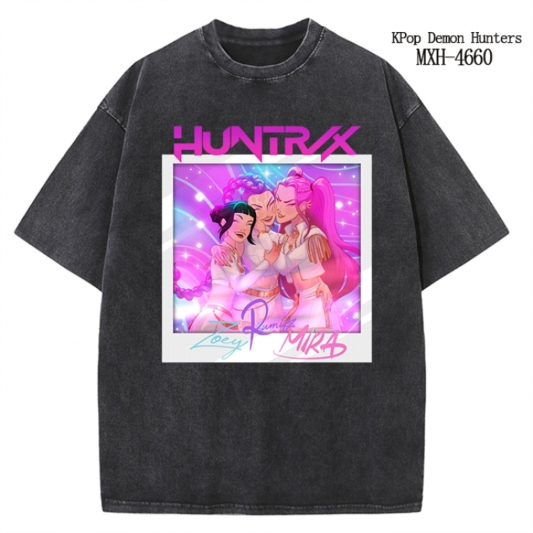 K-Pop Demon Hunters Anime peripheral pure cotton washed and worn T-shirt from S to 4XL