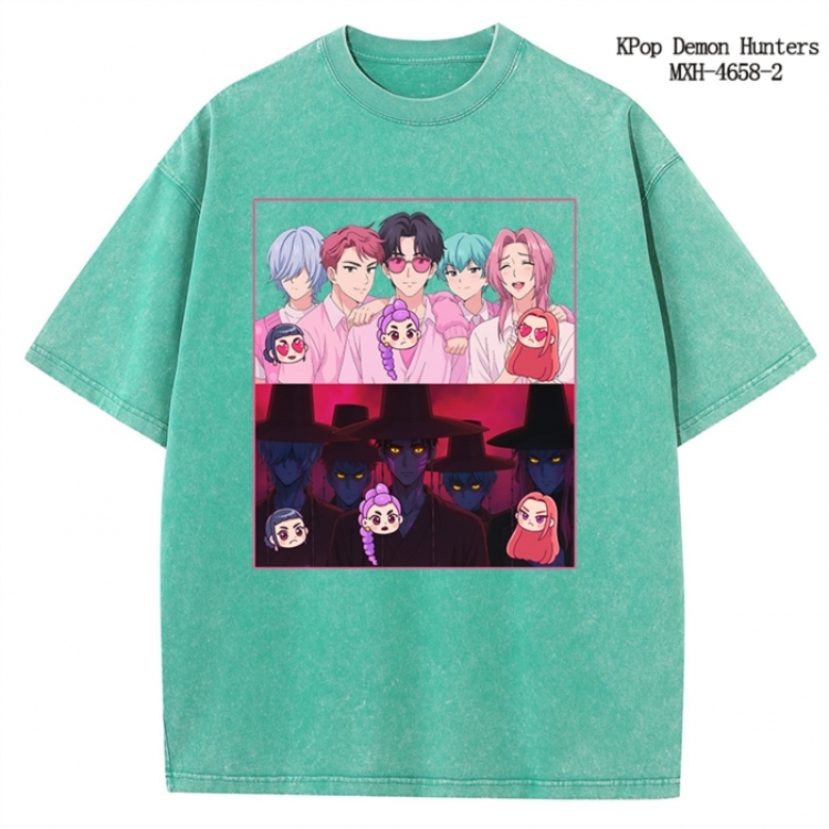 K-Pop Demon Hunters Anime peripheral pure cotton washed and worn T-shirt from S to 4XL