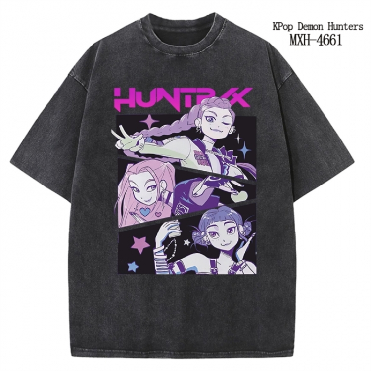 K-Pop Demon Hunters Anime peripheral pure cotton washed and worn T-shirt from S to 4XL
