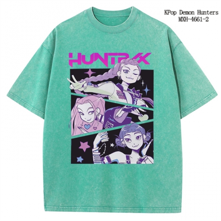 K-Pop Demon Hunters Anime peripheral pure cotton washed and worn T-shirt from S to 4XL