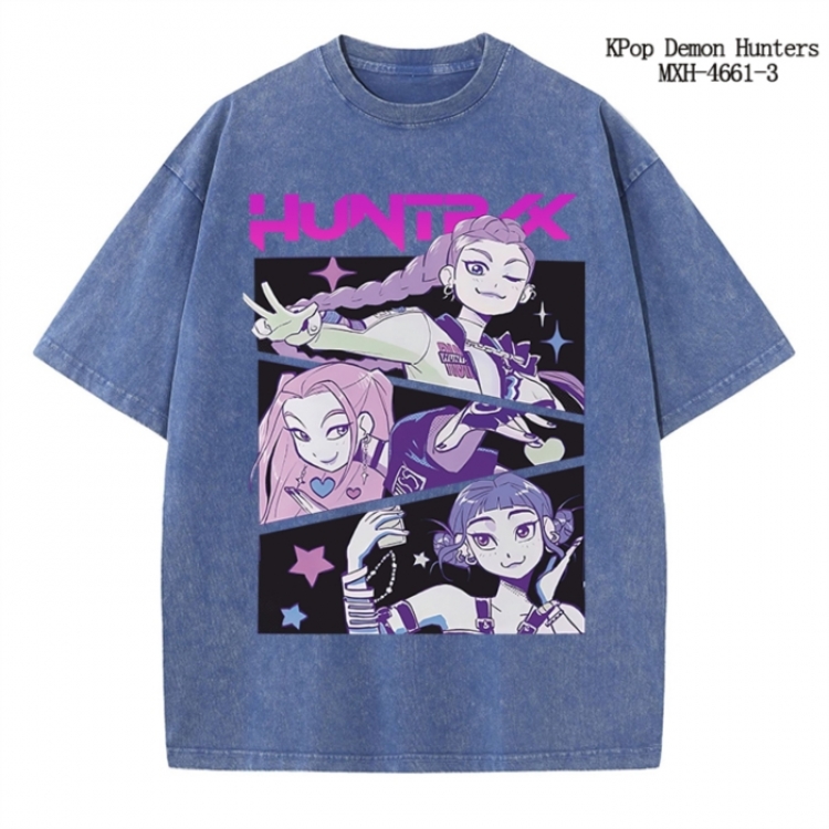 K-Pop Demon Hunters Anime peripheral pure cotton washed and worn T-shirt from S to 4XL
