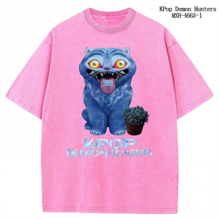 K-Pop Demon Hunters Anime peripheral pure cotton washed and worn T-shirt from S to 4XL