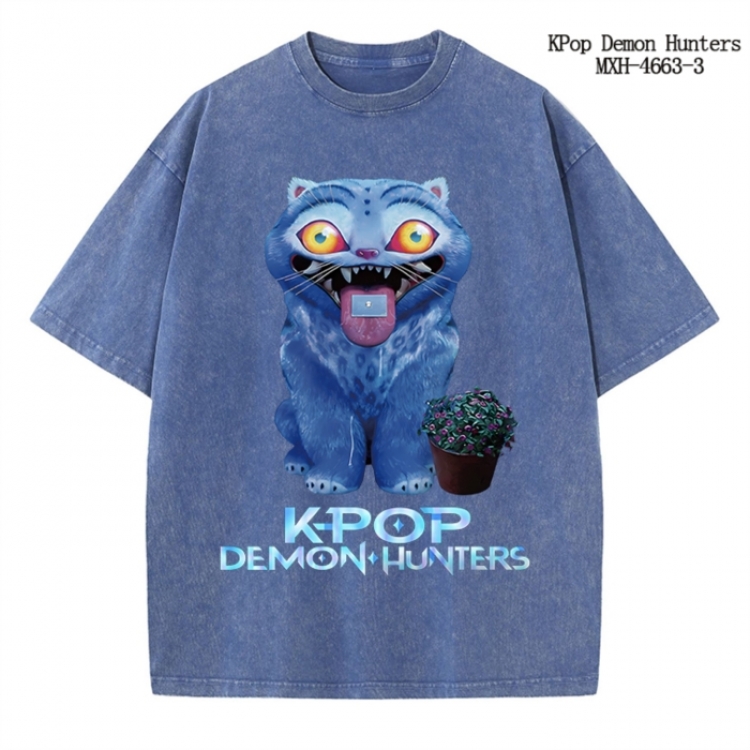 K-Pop Demon Hunters Anime peripheral pure cotton washed and worn T-shirt from S to 4XL