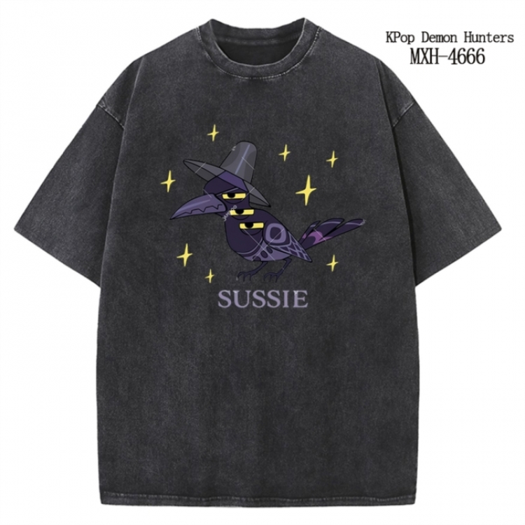 K-Pop Demon Hunters Anime peripheral pure cotton washed and worn T-shirt from S to 4XL