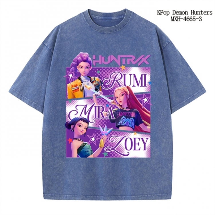 K-Pop Demon Hunters Anime peripheral pure cotton washed and worn T-shirt from S to 4XL