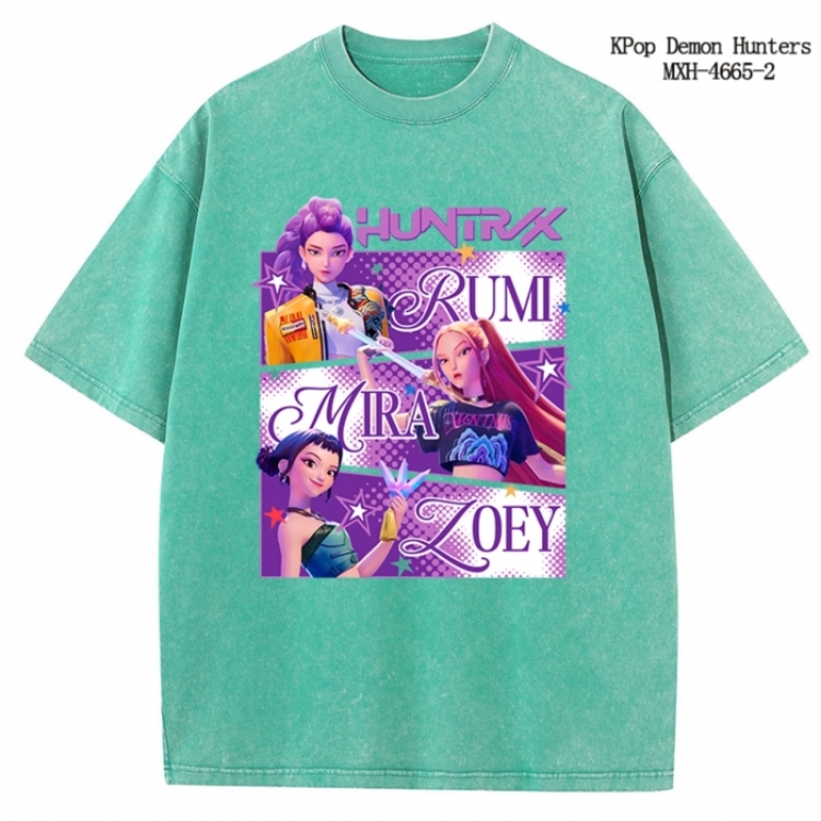 K-Pop Demon Hunters Anime peripheral pure cotton washed and worn T-shirt from S to 4XL